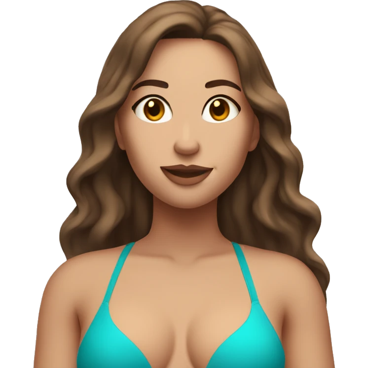 Slim-Thicc caucasian woman with brown hair swimsuit posing emoji