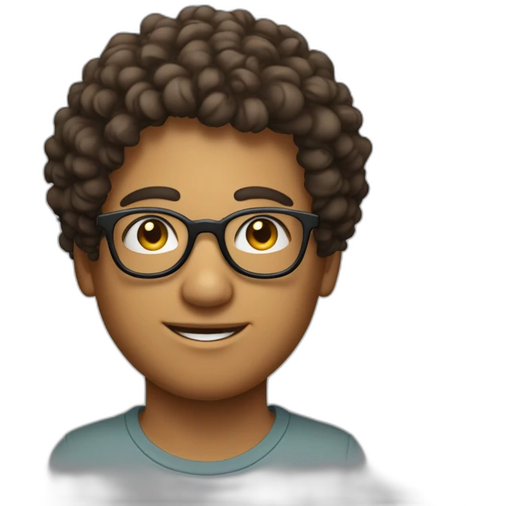 jeune homme avec les cheveux bouclée et des lunettes rondes emoji