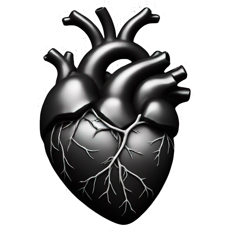 anatomical heart black emoji