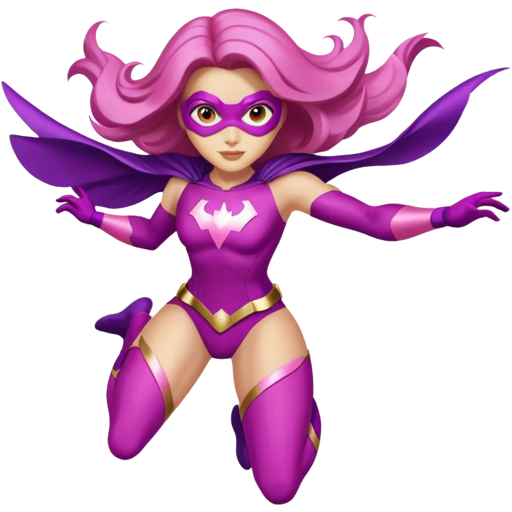 pink violet woman superhero flying emoji