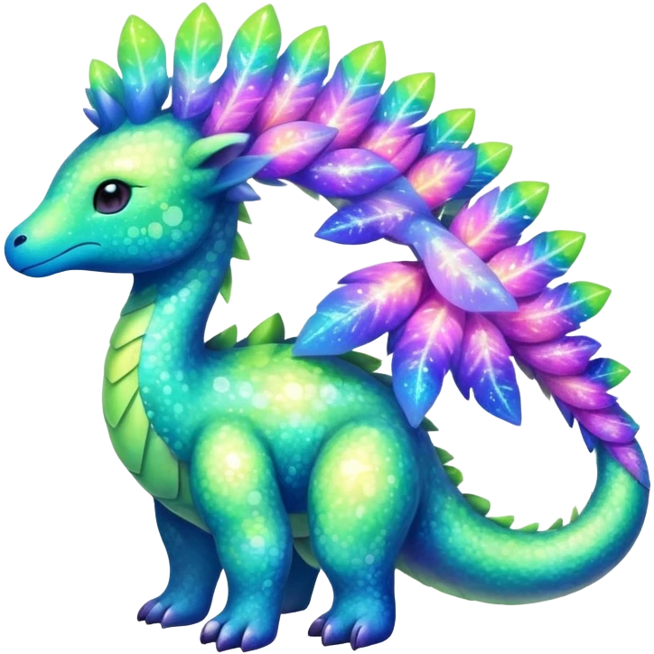 Shiny Exotic Cute Nebulae Sparkly Meganium-Aurorus-Amaura-Hybrid-Creature with pattern-markings emoji