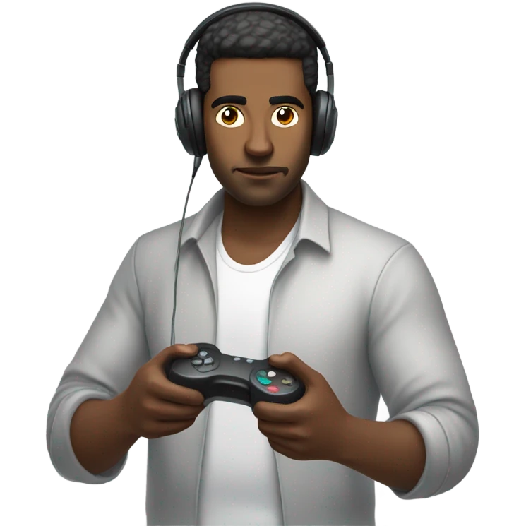 Guy wearing headphones playing games emoji