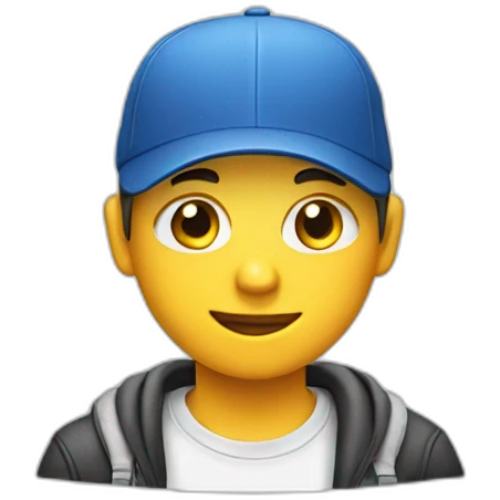 Teen with cap in T shirt emoji