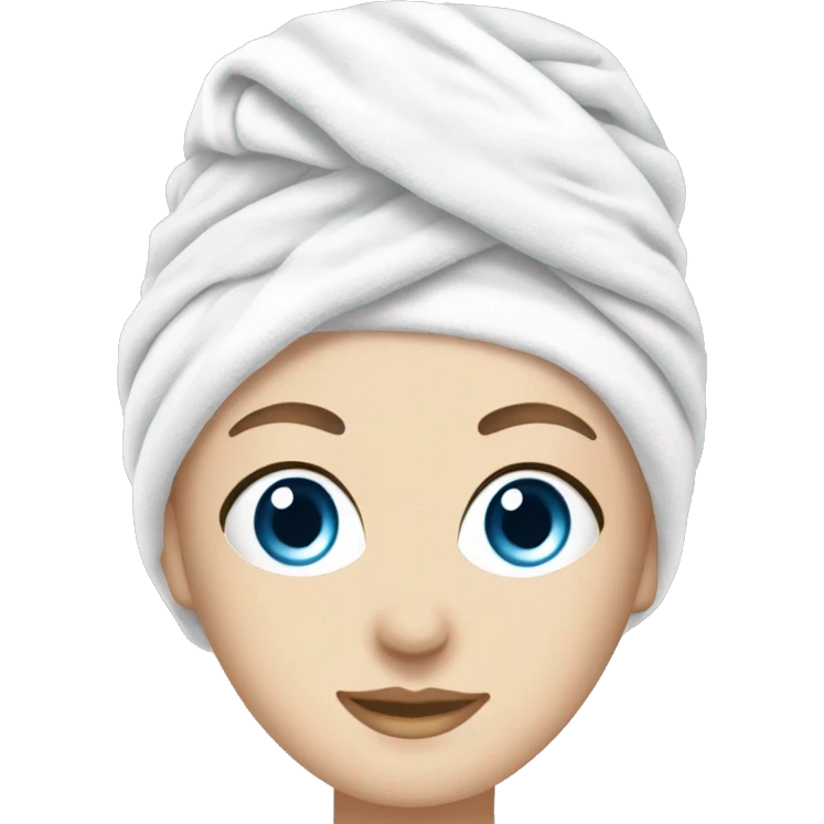 white girl blue eyes towel on head facial face mask relax spa emoji