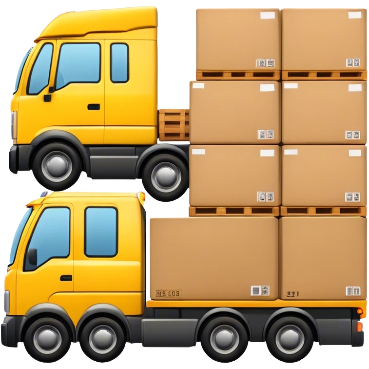 yellow logistic truck with boxes in pallets emoji