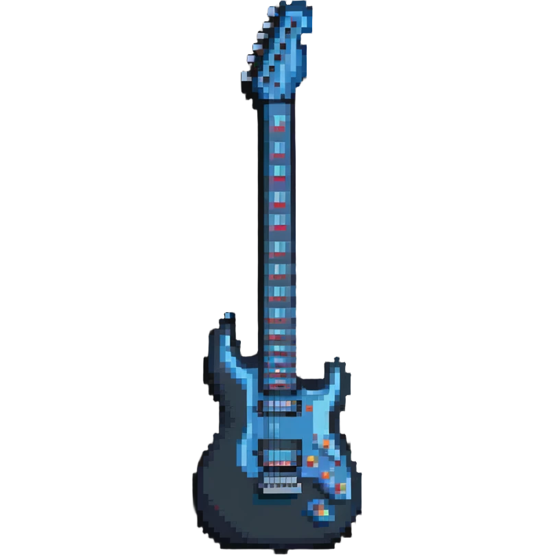 8-bit retro electric guitar, gaming style emoji