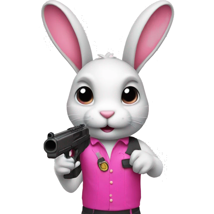 bunny with pink gun emoji