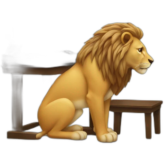 a lion working on a computer emoji