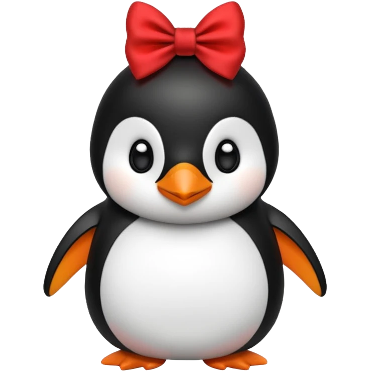 A penguin with a bow next to his head emoji