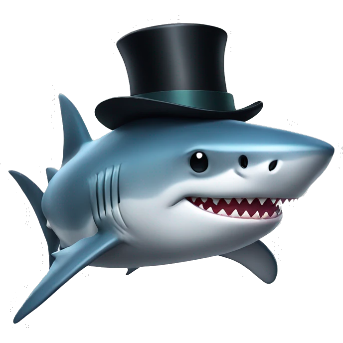 Shark with a top hat emoji