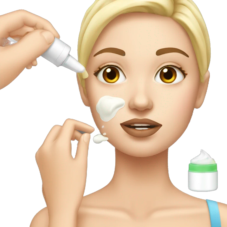 white girl applying cream on face emoji