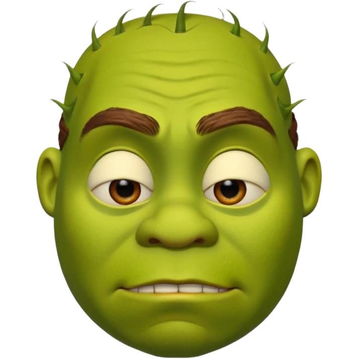 Shrek emoji face showing a 🤨 emoji