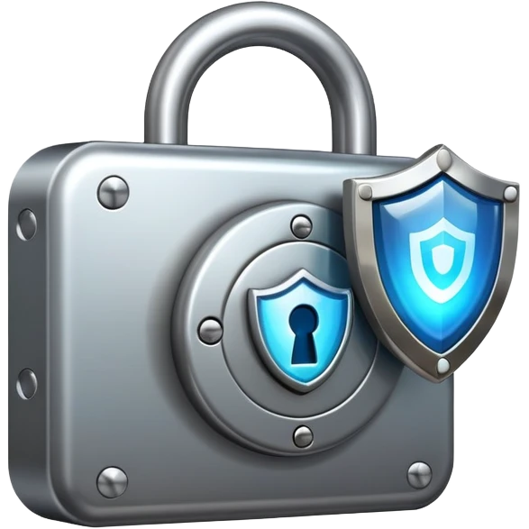 Secure lock with shield protecting a password emoji