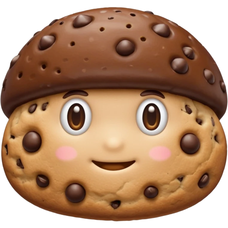 Minimalistic Choco Boy mushroom shaped like a cookie, front view emoji