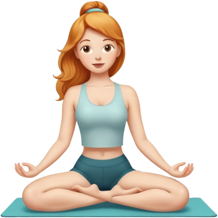 Strawberry blonde girl doing yoga big butt emoji