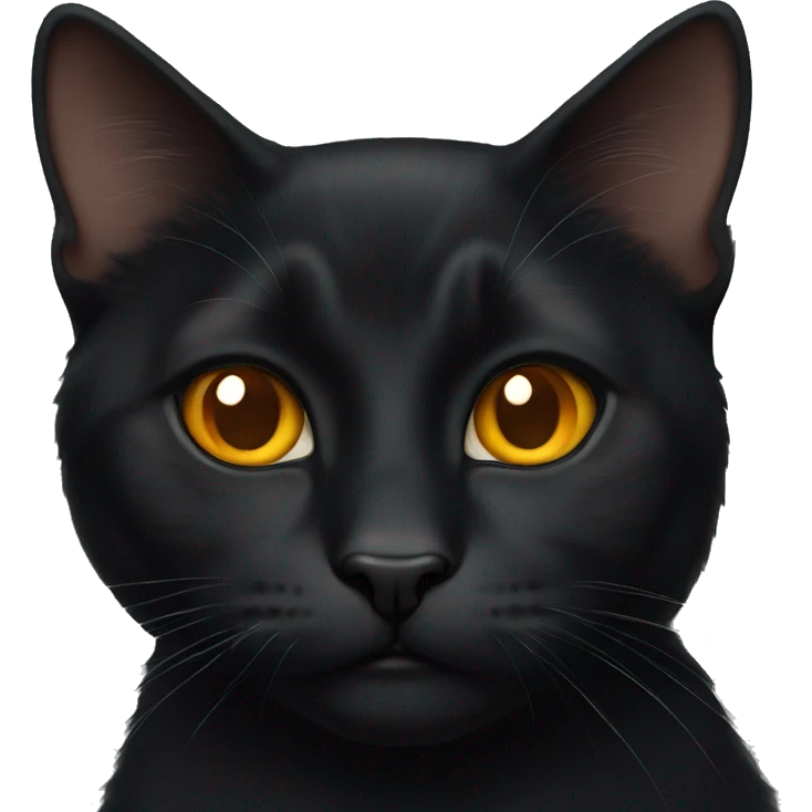 jet black cat with amber eyes emoji