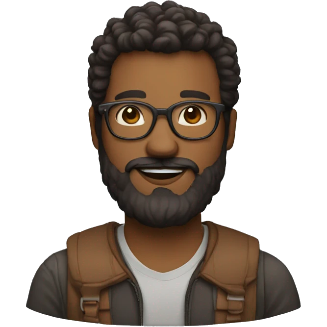  guy with big beard. Brown skin tone and glasses  emoji
