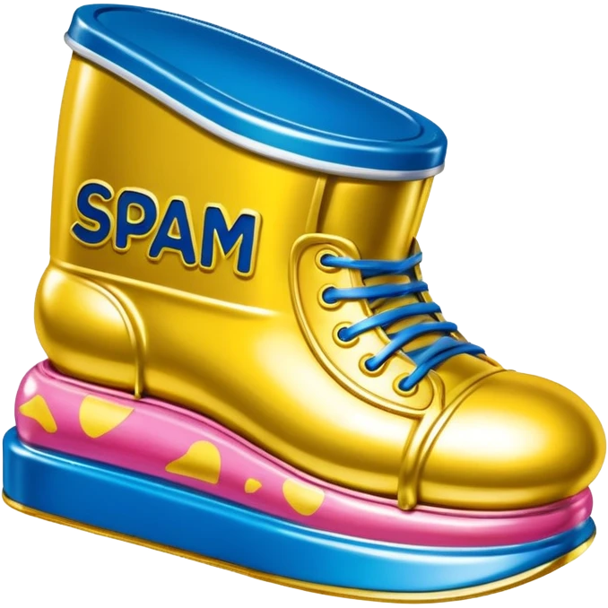Jeff Koons style spam can shoe sculpture  emoji