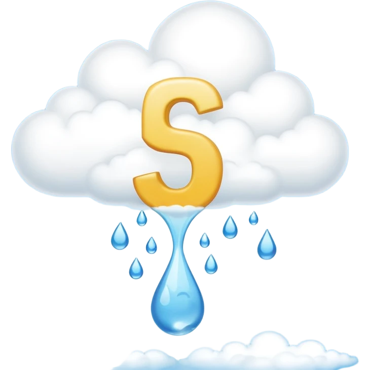 whimsical image of fives pouring from a cloud, some bouncing off the ground like raindrops, emoji style emoji