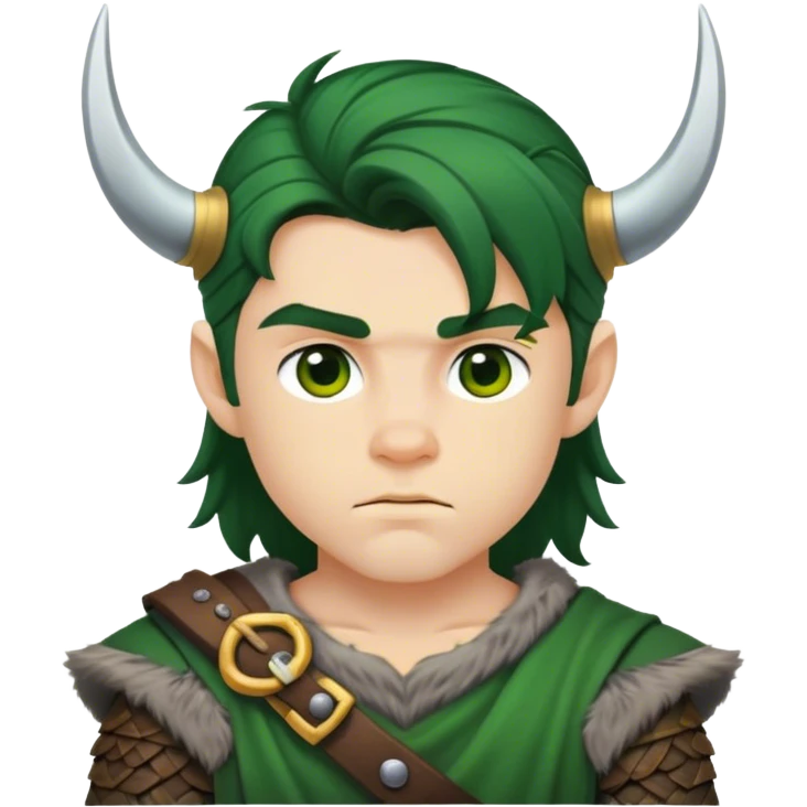 Green and gold dark hair Viking boy emoji
