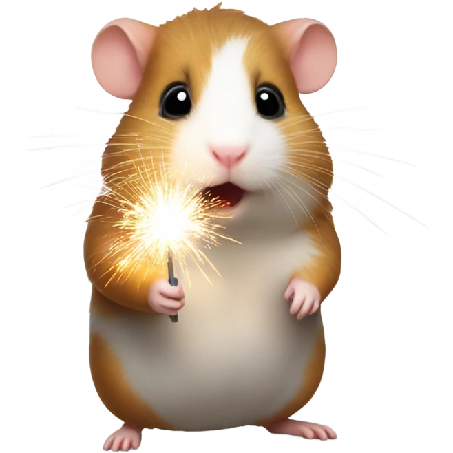 Christmas hamster with sparkler emoji