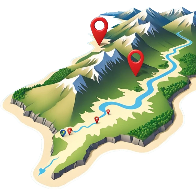 gps pin locaters on a wider range of map - buller nz emoji
