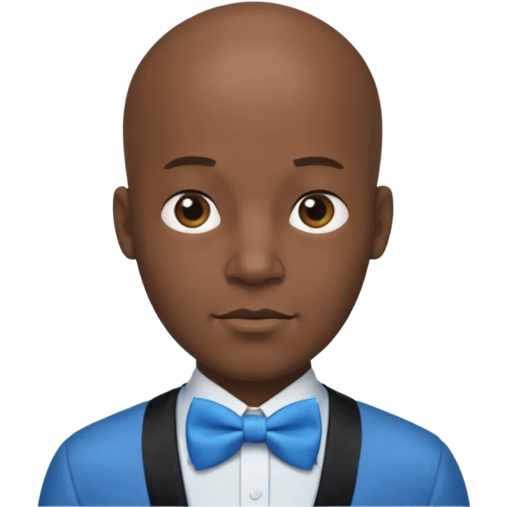 Bald with blue bow tie, black skin emoji
