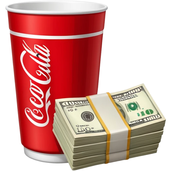Coca Cola cup with cash emoji