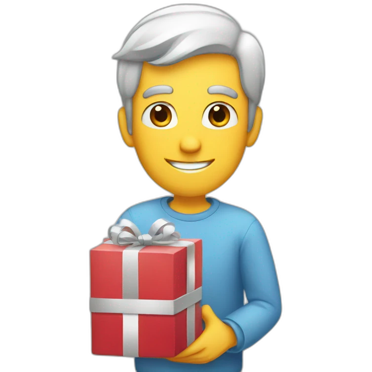 A kind man giving gifts to others emoji