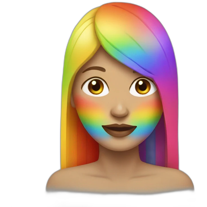 women with rainbow face emoji