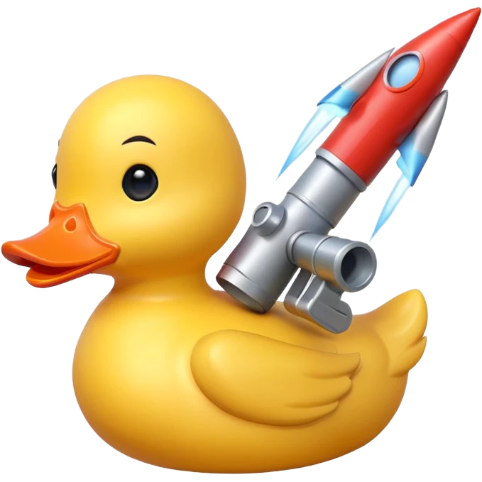 Rubber duck holding a rocket launcher emoji