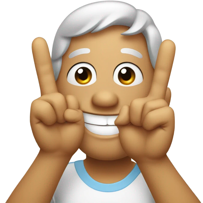 Blushing face with peace sign up emoji
