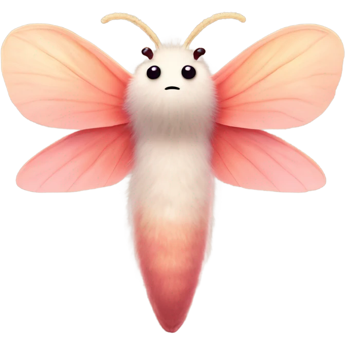 Fluffy Rosy maple moth no mouth emoji