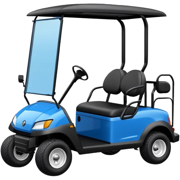 Electric blue golf cart with black seat and top emoji emoji
