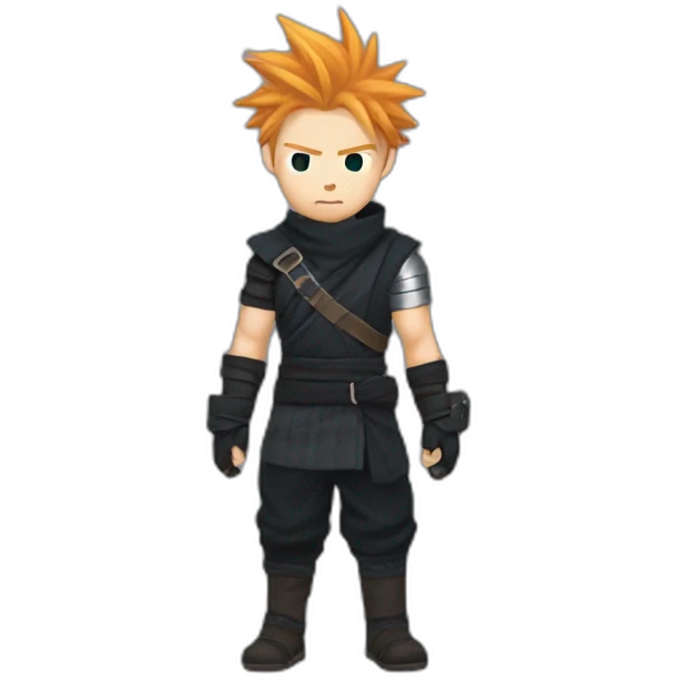 Ginger cloud strife with ninja clothes emoji