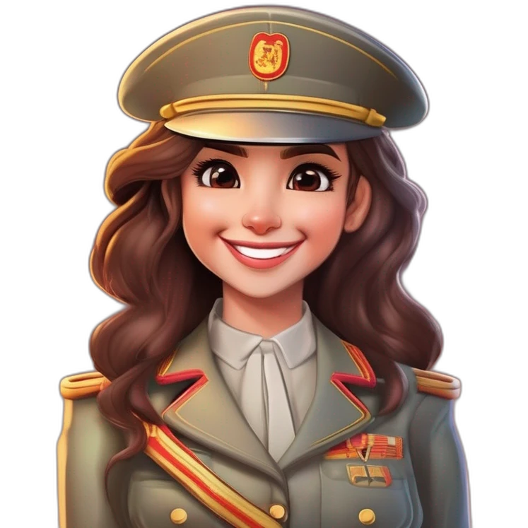 Spanish Lieutenant abadin, is a young girl that always is smailing, su color de pelo oscuro pero su piel clara emoji