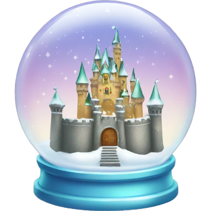 Sparkling snow globe with a castle emoji