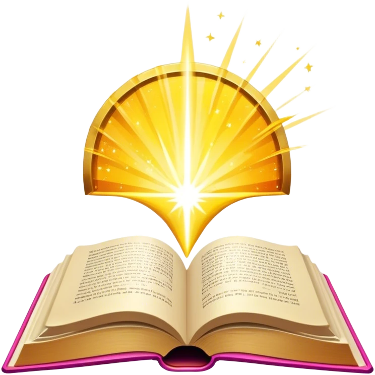Un libro con un aura de colores vibrantes, con destellos dorados flotando a su alrededor,  un rayo de luz atravesándolo, simbolizando la explosión de creatividad sin miedo. book of creative art power  emoji