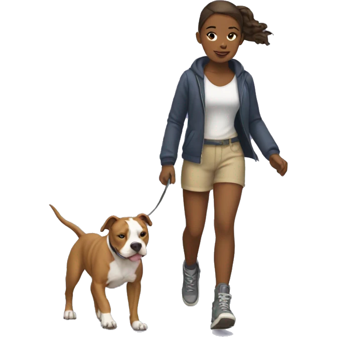Girl walking a pit bull emoji