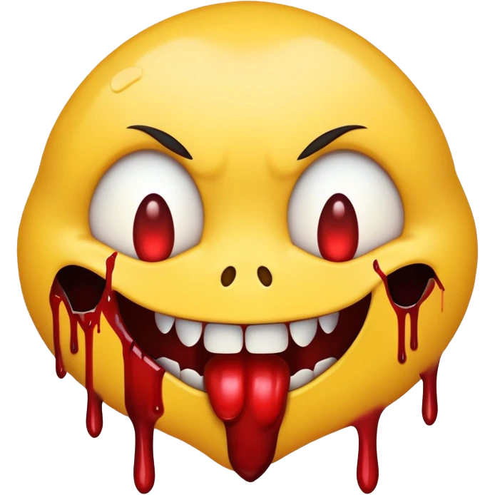 Creepy yellow emoji with sharp teeth and blood  emoji