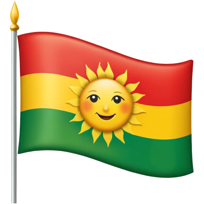 Kubus shape Make a kurdish vlag with a sun red up white in the middle and green under emoji