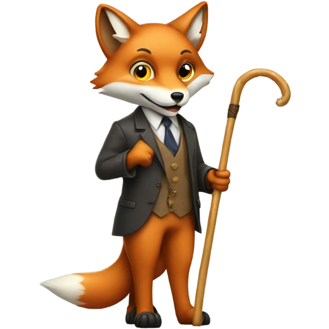 fox with a cane in hand emoji