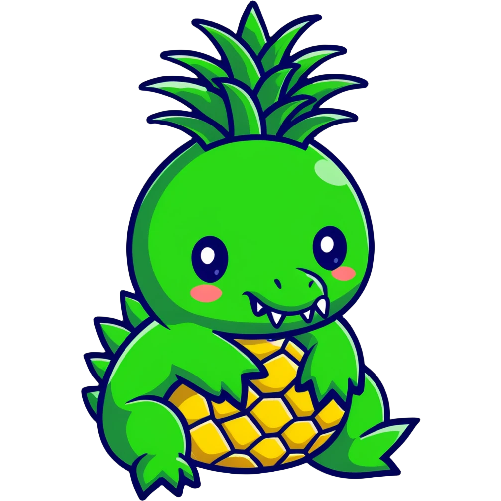 Pineapple with crocodile teeth emoji