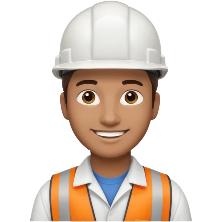 25-year-old man, engineering graduate, dark brown eyes, white hard hat, and light brown skin tone emoji