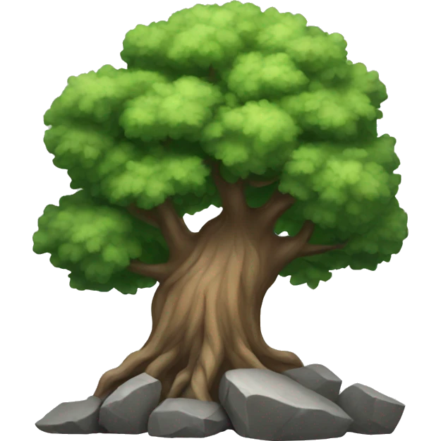 Tree with rock emoji