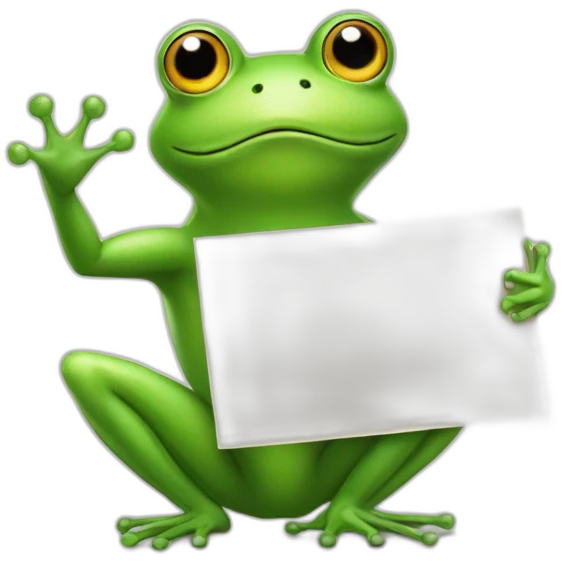 Frog holding a sign with like emoji