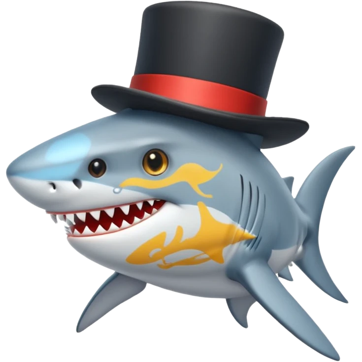 Shark with a top hat emoji