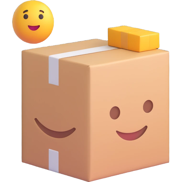 e-commerce emoji, high fidelity, smooth edges, delivery box emoji