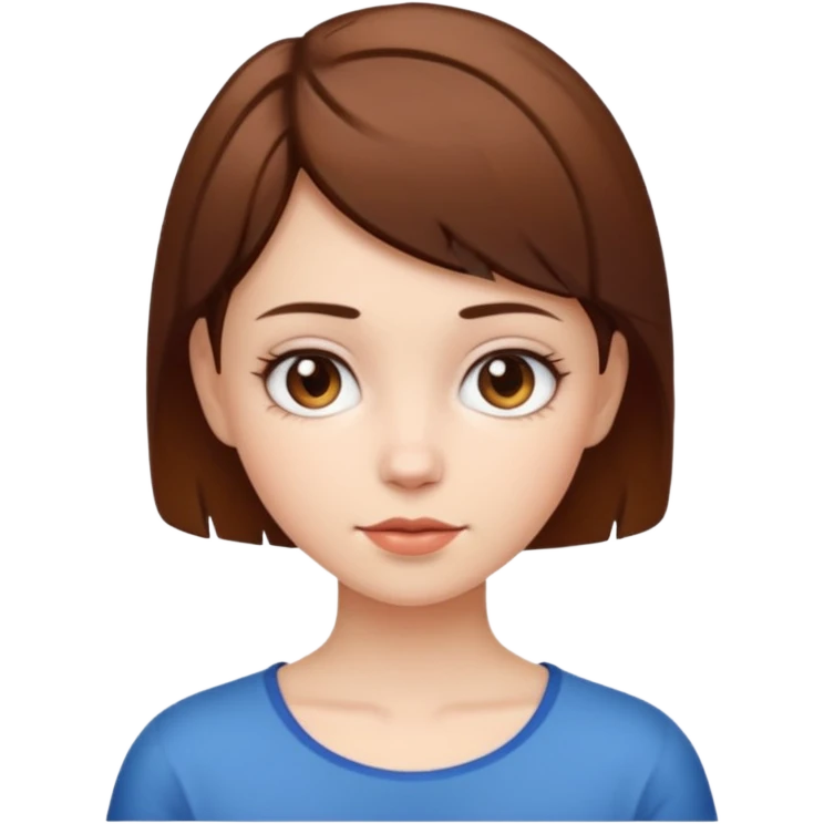 Let her be a girl with white skin and short brown hair with tips up that can be seen  emoji