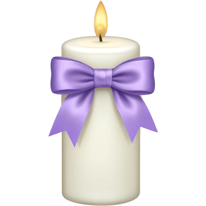 white candle with a lavender bow emoji